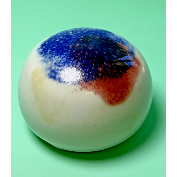RW Other - Finely Crafted Art Studio Pottery Ceramic Paperweight Signed RW Spotted Blue